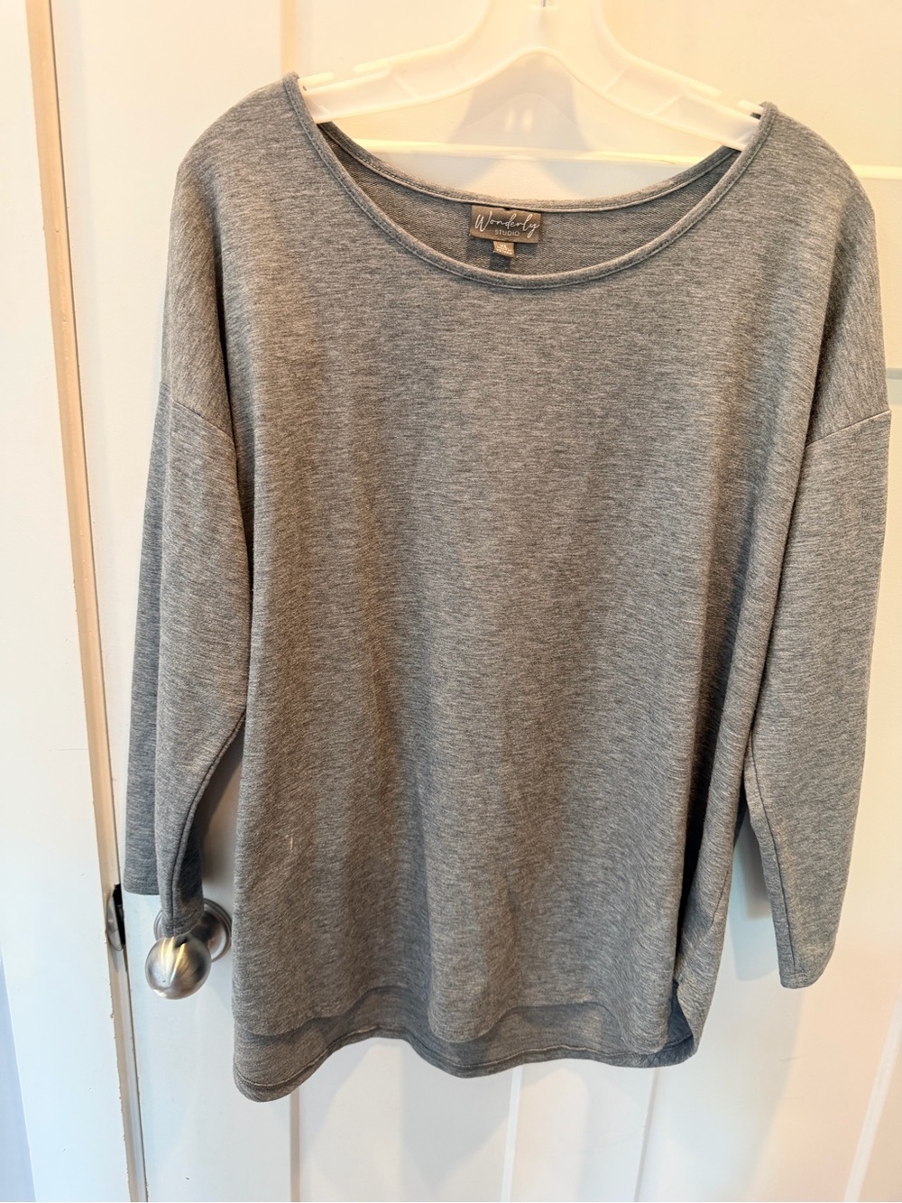 Wonderly Studio Gray Long Sleeve Top XL Soft Stretch Casual Basic Tee